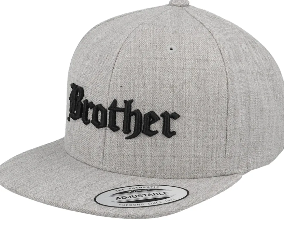 Kids Brother Old English 3d Heather Grey Snapback - Kiddo Cap