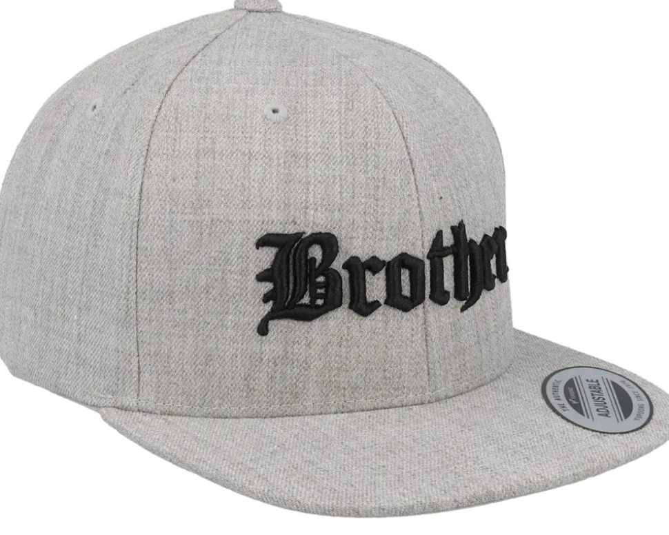 Kids Brother Old English 3d Heather Grey Snapback - Kiddo Cap