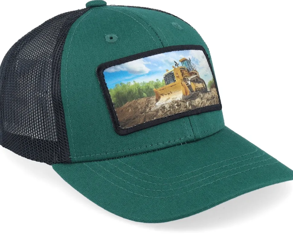Kids Bulldozer Patch Green/Black Trucker - Kiddo Cap