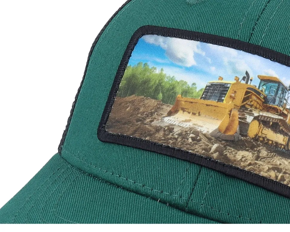 Kids Bulldozer Patch Green/Black Trucker - Kiddo Cap