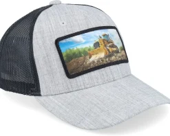Kids Bulldozer Patch Heather Grey/Black Trucker - Kiddo Cap