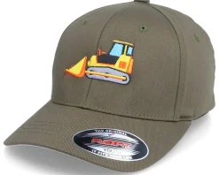 Kids Bulldozer Truck Olive Flexfit - Kiddo Cap