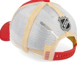 Kids Calgary Flames Lockup Meshback Cap Red/White/Yellow Trucker - Outerstuff