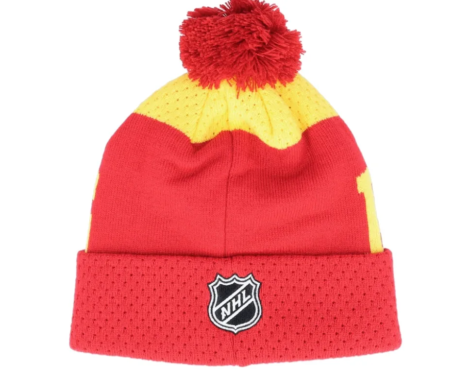 Kids Calgary Flames Stretchark Knit Red/Yellow Pom - Outerstuff