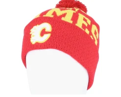 Kids Calgary Flames Stretchark Knit Red/Yellow Pom - Outerstuff
