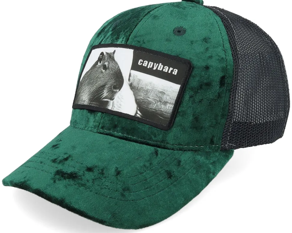 Kids Capybara Sofa Velvet Green/Black Trucker - Calza Pennello