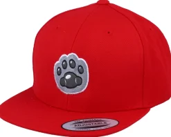 Kids Cat Paw Applique Red Snapback - Kiddo Cap