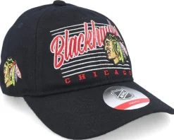 Kids Chicago Blackhawks Retro Wooly Black Dad Cap - Outerstuff