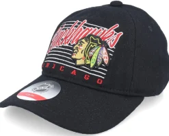 Kids Chicago Blackhawks Retro Wooly Black Dad Cap - Outerstuff