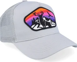 Kids Colorful Deer Big Patch Light Grey Trucker - Kiddo Cap