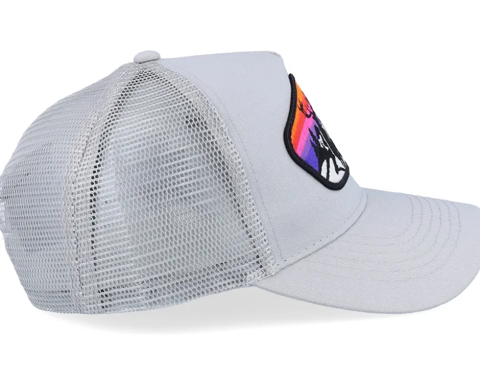 Kids Colorful Deer Big Patch Light Grey Trucker - Kiddo Cap