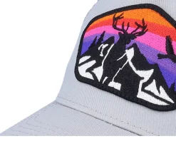 Kids Colorful Deer Big Patch Light Grey Trucker - Kiddo Cap