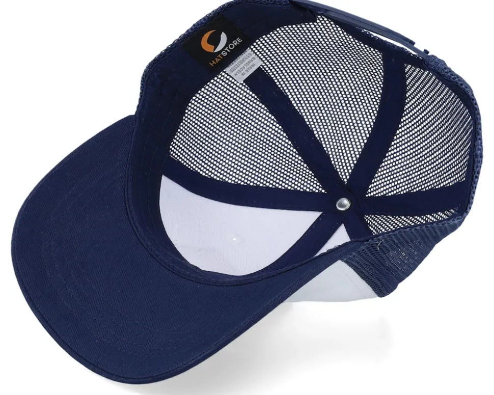 Kids Colorful Zebra Patch White/Navy Trucker - Kiddo Cap