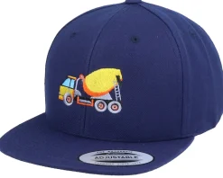 Kids Concrete Mixer Truck Navy Snapback - Kiddo Cap