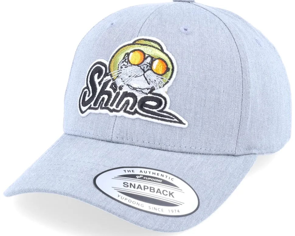 Kids Cool Shine Cat Patch Heather Grey Adjustable - Kiddo Cap