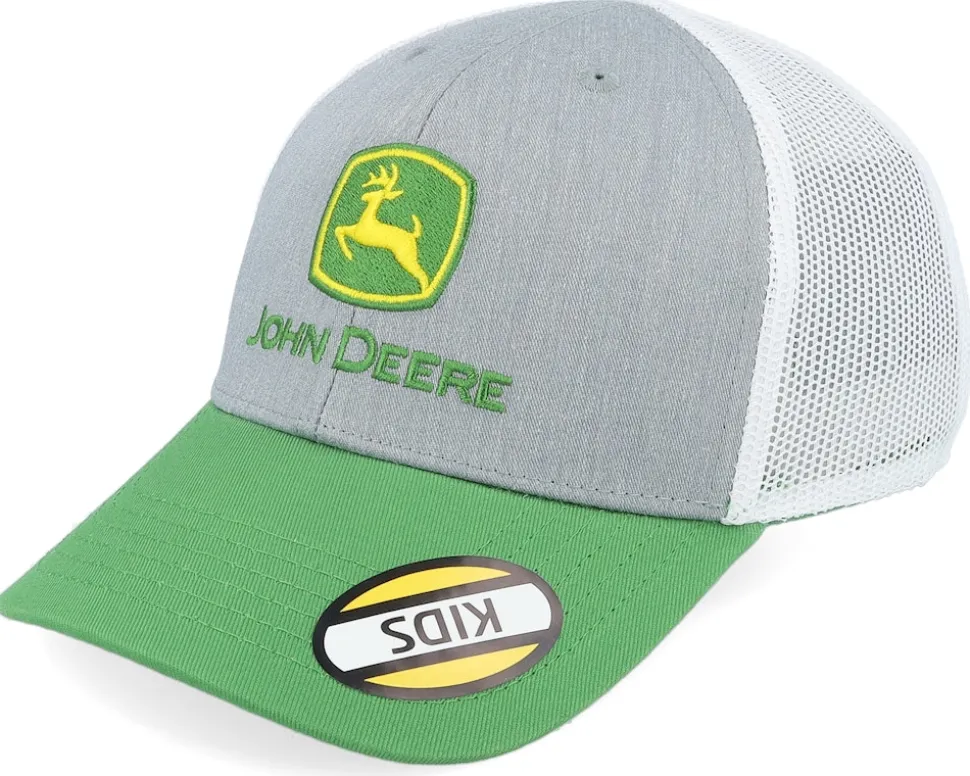 Kids Current Embroidery White/Grey/Green Trucker - John Deere