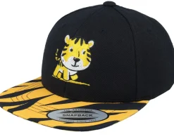 Kids Cute Baby Tiger Black Snapback - Kiddo Cap