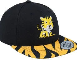 Kids Cute Baby Tiger Black Snapback - Kiddo Cap