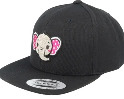 Kids Cute Elephant Chenille Black Snapback - Kiddo Cap