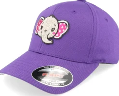 Kids Cute Elephant Chenille Purple Flexfit - Kiddo Cap