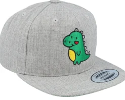 Kids Cute Green Dinosaur Grey Snapback - Kiddo Cap