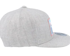 Kids Cute Kitten Patch Heather Grey Snapback - Kiddo Cap