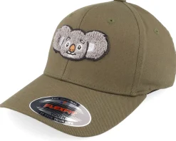 Kids Cute Koala Chenille Olive Flexfit - Kiddo Cap