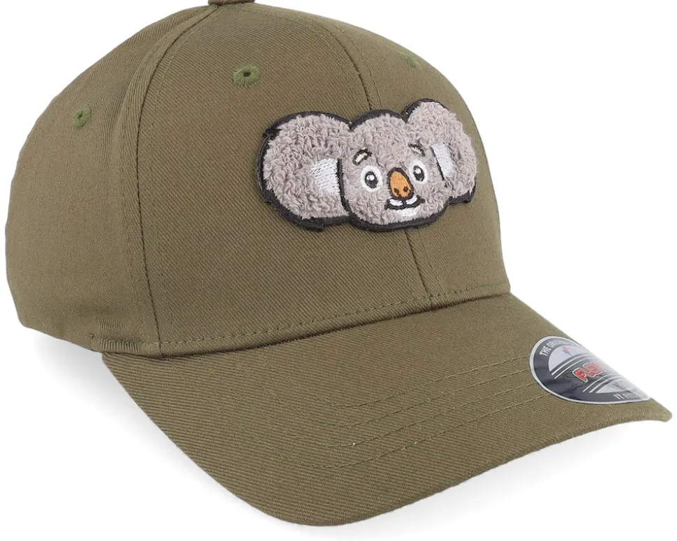 Kids Cute Koala Chenille Olive Flexfit - Kiddo Cap