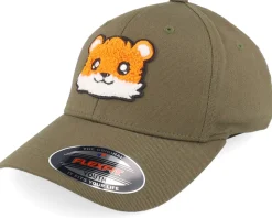 Kids Cute Tiger Chenille Olive Flexfit - Kiddo Cap