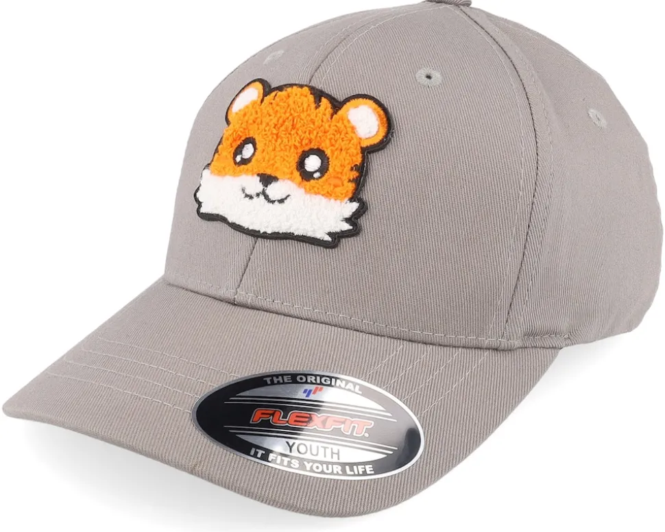 Kids Cute Tiger Chenille Grey Flexfit - Kiddo Cap