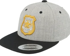 Kids 3d Police Badge Junior Heather Grey/Black Snapback - Kiddo Cap