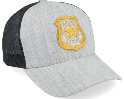 Kids 3d Police Badge Junior Heather Grey/Black Trucker - Kiddo Cap