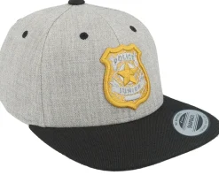 Kids 3d Police Badge Junior Heather Grey/Black Snapback - Kiddo Cap