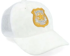 Kids 3d Police Badge Junior Velvet White Trucker - Kiddo Cap