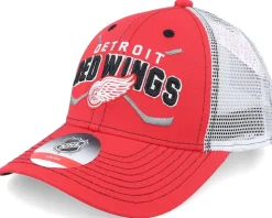 Kids Detroit Red Wings Lockup Meshback Red/White Trucker - Outerstuff