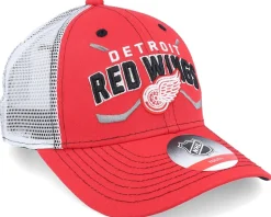 Kids Detroit Red Wings Lockup Meshback Red/White Trucker - Outerstuff