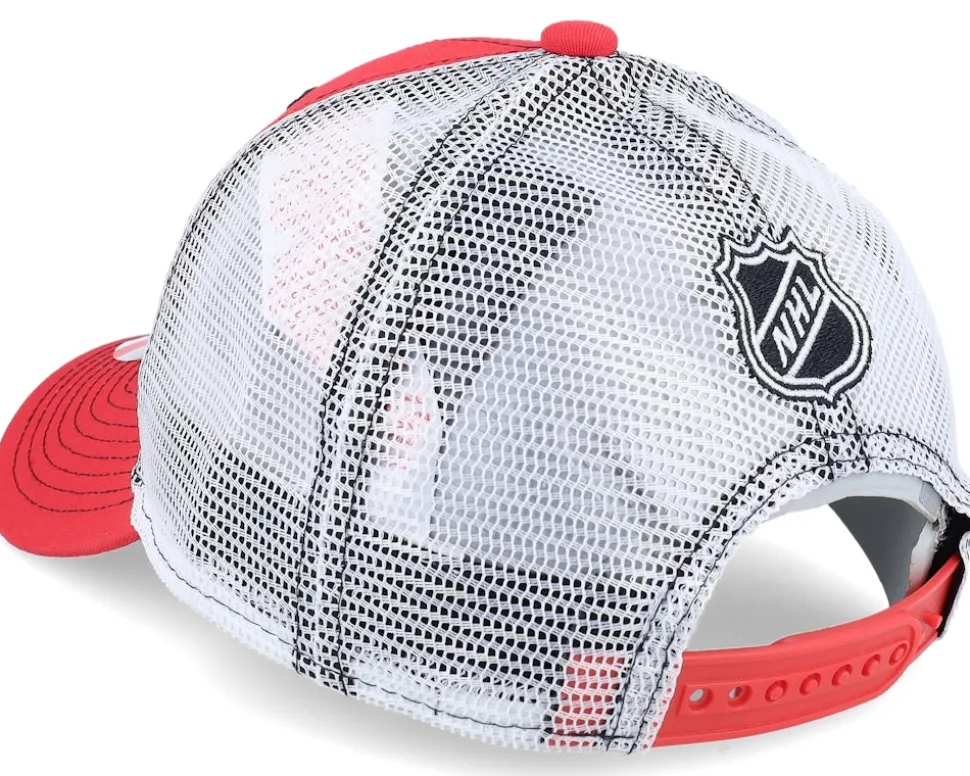 Kids Detroit Red Wings Lockup Meshback Red/White Trucker - Outerstuff
