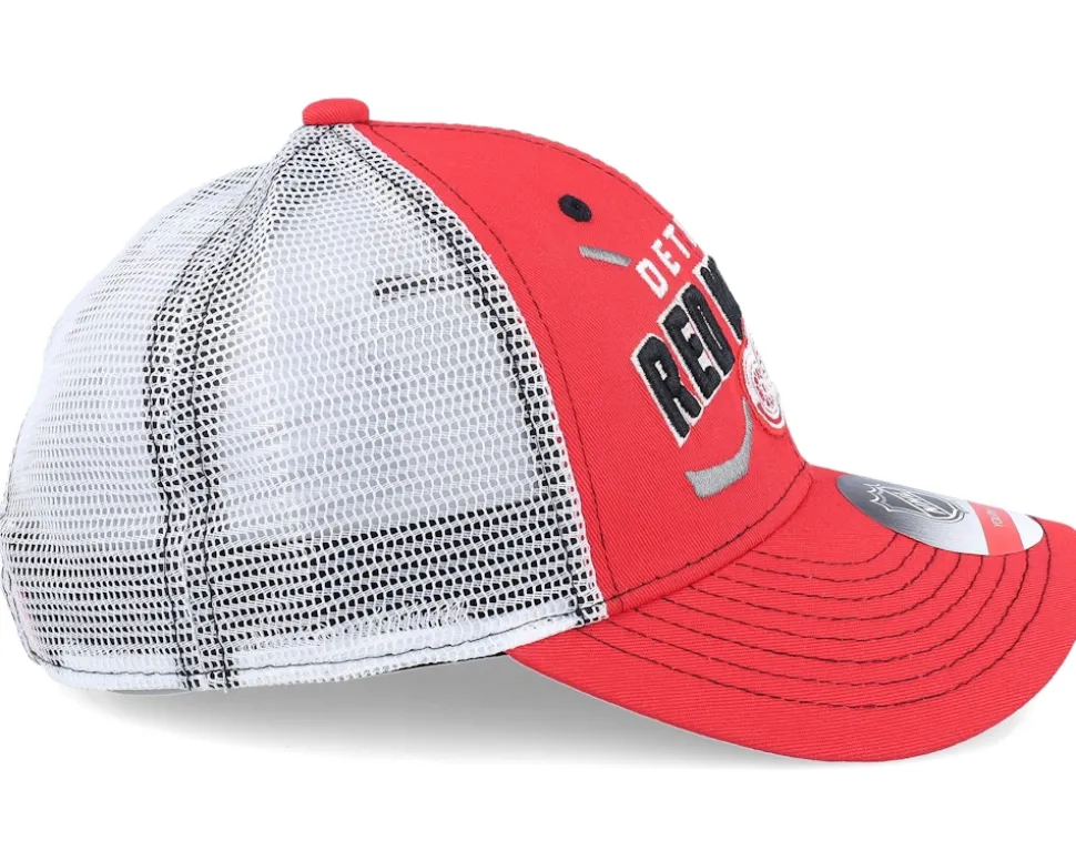 Kids Detroit Red Wings Lockup Meshback Red/White Trucker - Outerstuff
