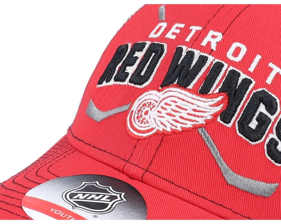 Kids Detroit Red Wings Lockup Meshback Red/White Trucker - Outerstuff