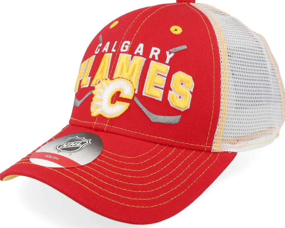 Kids Detroit Red Wings Lockup Meshback Red/White Trucker - Outerstuff