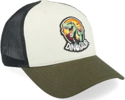 Kids Dino Badge Ivory/Black/Dark Mash Trucker - Kiddo Cap