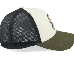 Kids Dino Badge Ivory/Black/Dark Mash Trucker - Kiddo Cap