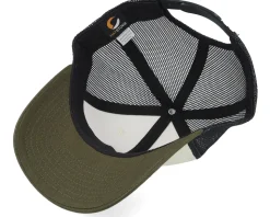 Kids Dino Badge Ivory/Black/Dark Mash Trucker - Kiddo Cap