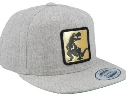 Kids Dino Gold Patch Heather Grey Snapback - Kiddo Cap