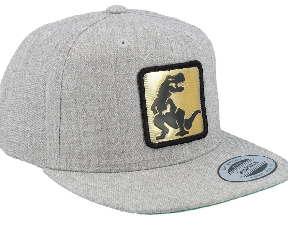 Kids Dino Gold Patch Heather Grey Snapback - Kiddo Cap