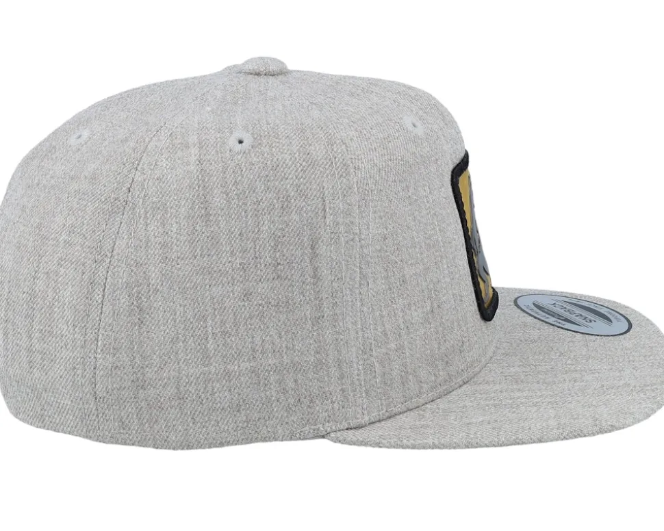 Kids Dino Gold Patch Heather Grey Snapback - Kiddo Cap