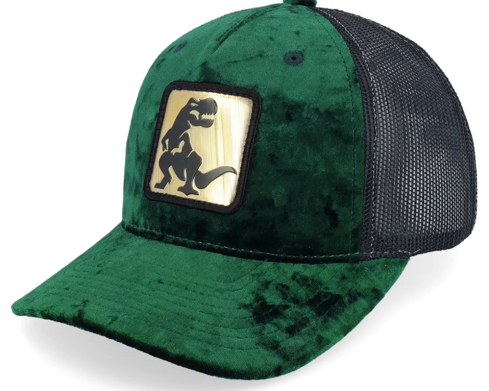 Kids Dino Gold Patch Velvet Green/Black A-Frame Trucker - Calza Pennello