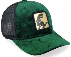 Kids Dino Gold Patch Velvet Green/Black A-Frame Trucker - Calza Pennello