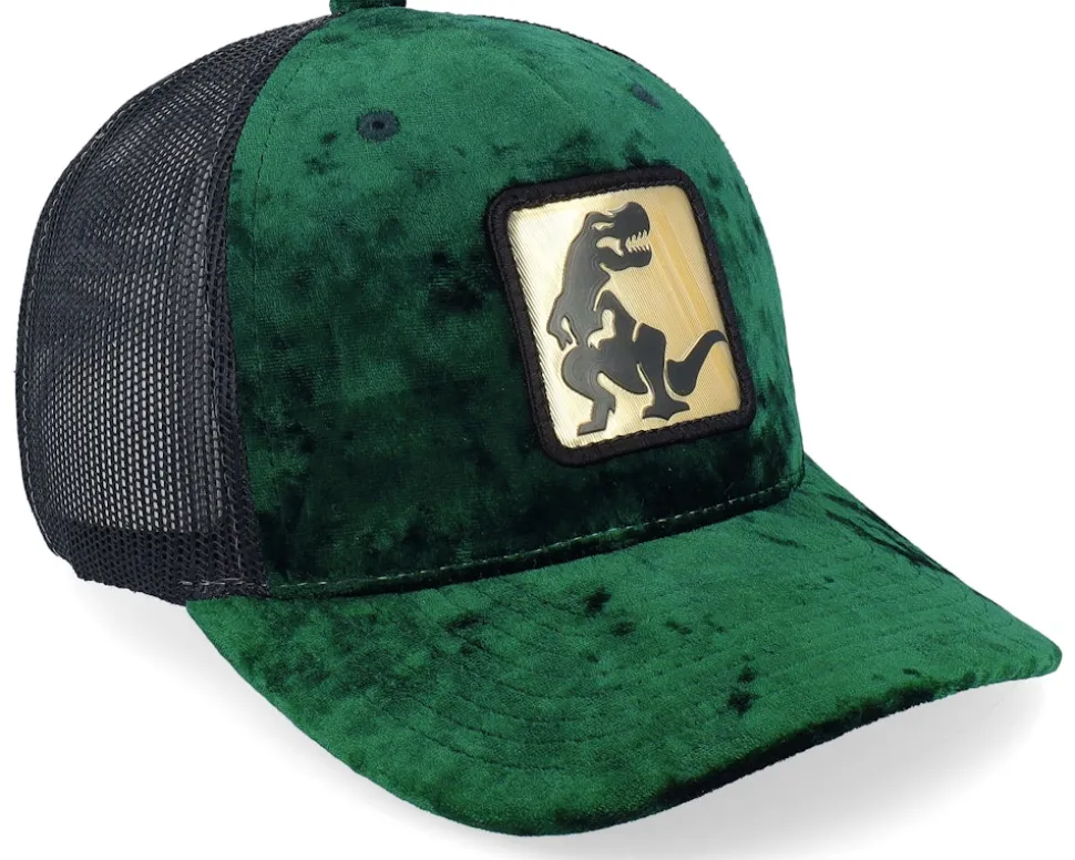 Kids Dino Gold Patch Velvet Green/Black A-Frame Trucker - Calza Pennello