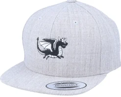 Kids Dino Heather Grey Snapback - Kiddo Cap